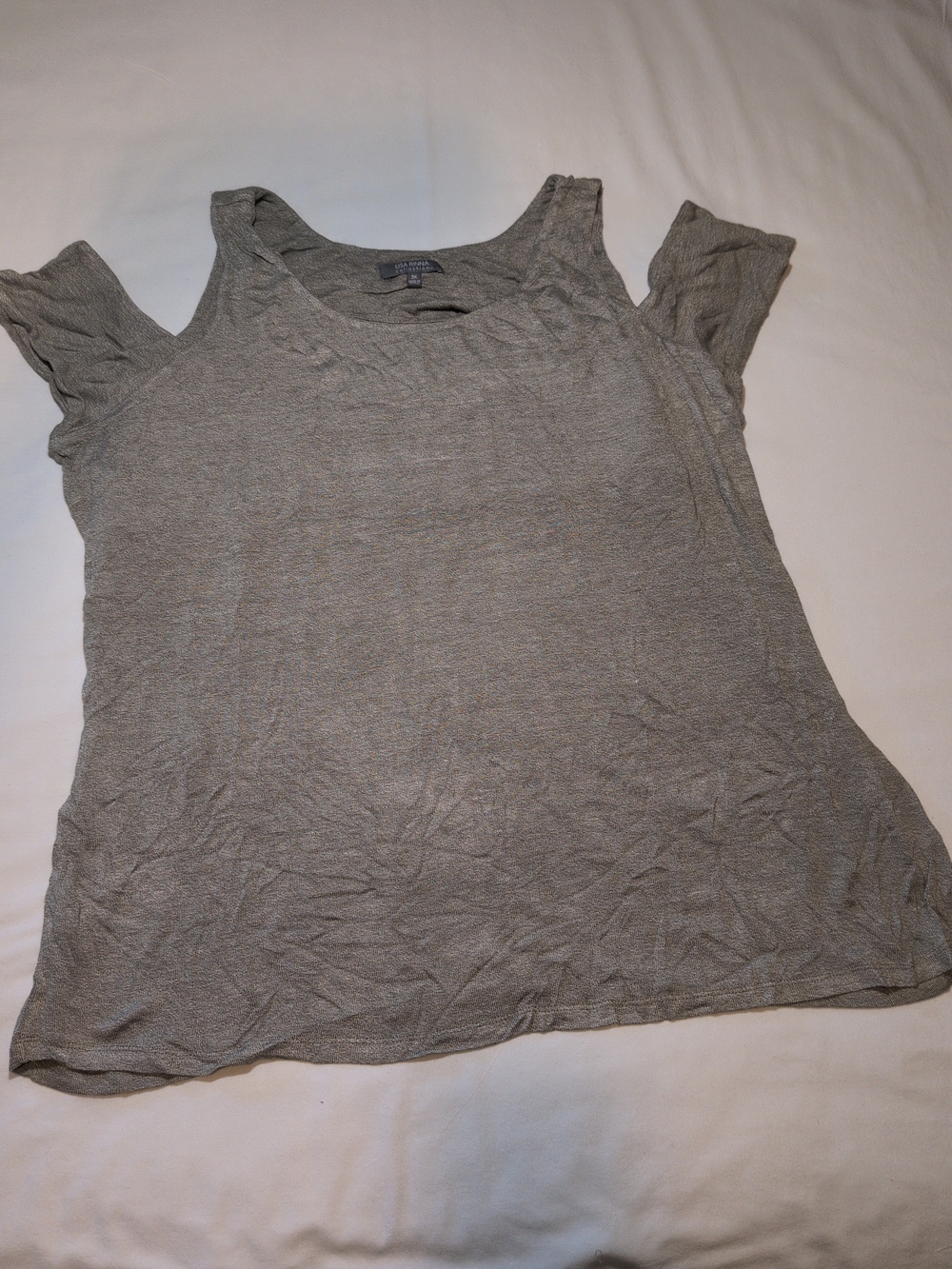 Light Olive Gray Cold-Shoulder Women’s Top